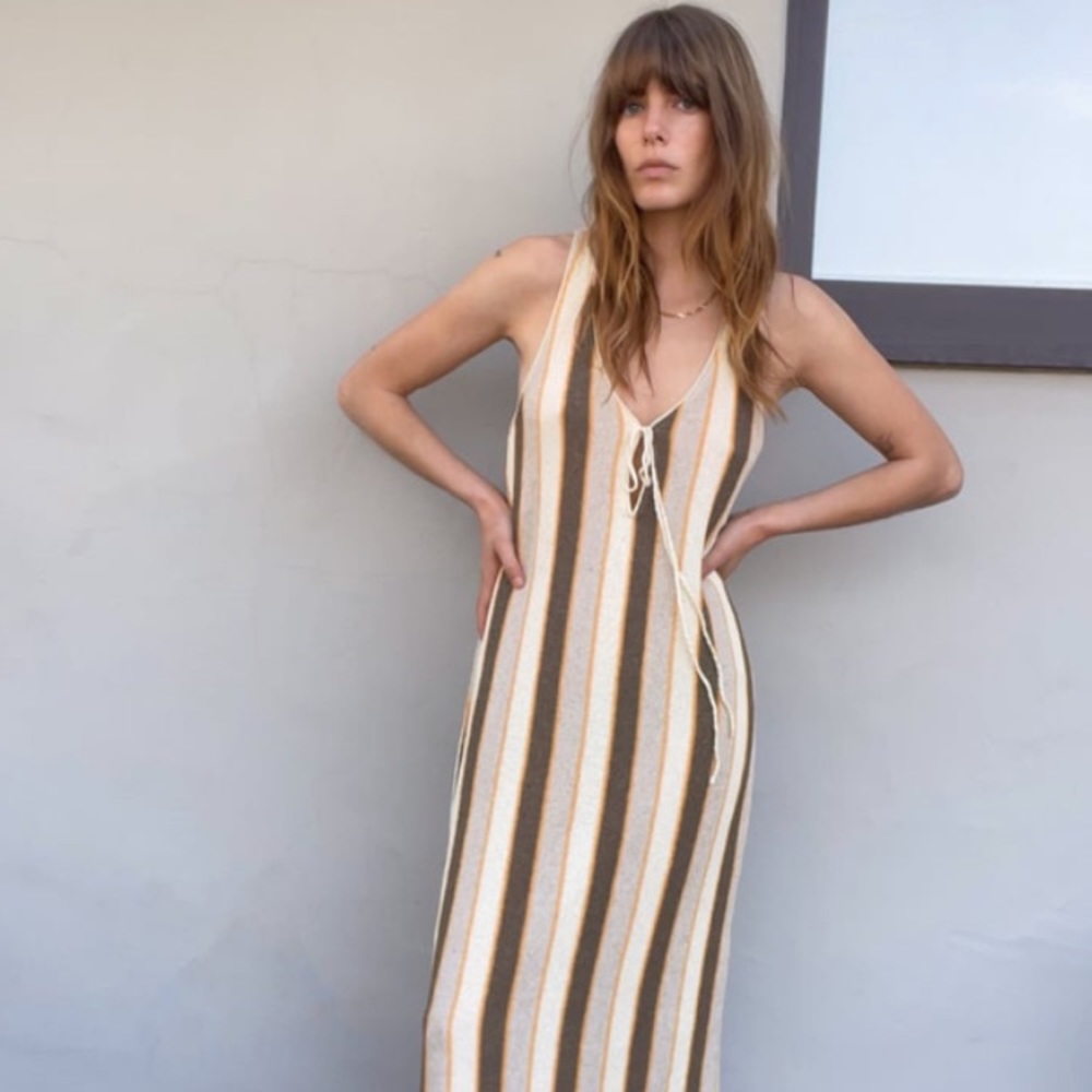 NWT Zara Rustic Striped Midi Dress